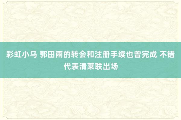 彩虹小马 郭田雨的转会和注册手续也曾完成 不错代表清莱联出场