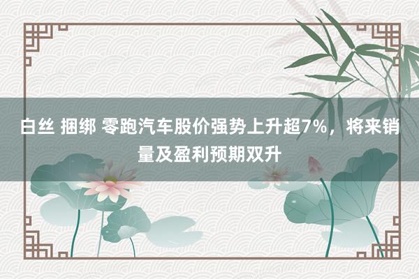 白丝 捆绑 零跑汽车股价强势上升超7%，将来销量及盈利预期双升