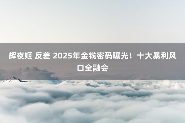 辉夜姬 反差 2025年金钱密码曝光！十大暴利风口全融会