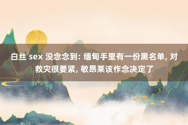 白丝 sex 没念念到: 缅甸手里有一份黑名单， 对救灾很要紧， 敏昂莱该作念决定了
