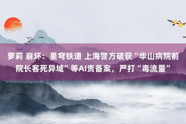 萝莉 崩坏：星穹铁道 上海警方破获“华山病院前院长客死异域”等AI责备案，严打“毒流量”