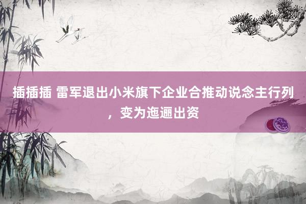 插插插 雷军退出小米旗下企业合推动说念主行列，变为迤逦出资